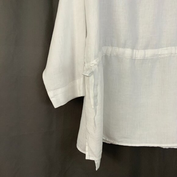 Eileen Fisher Handkerchief Linen Drawstring 3/4 Sleeves Top White Sz L - Picture 9 of 16